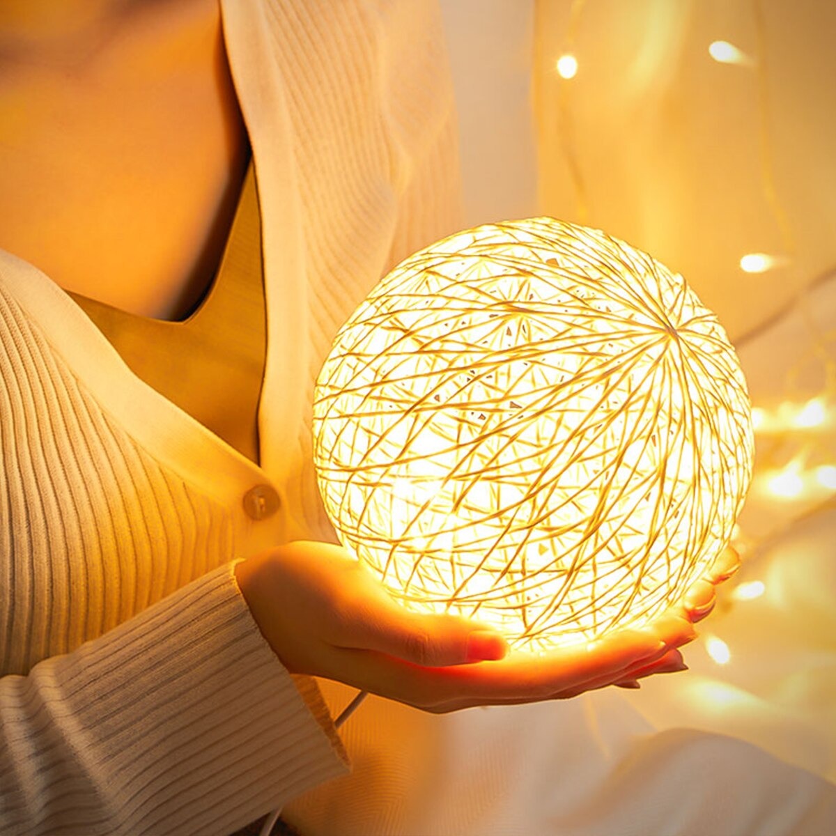 Lampe de chevet Rotin Lune