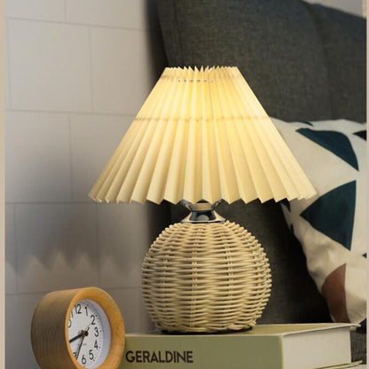 Lampe de chevet Rotin Plissé