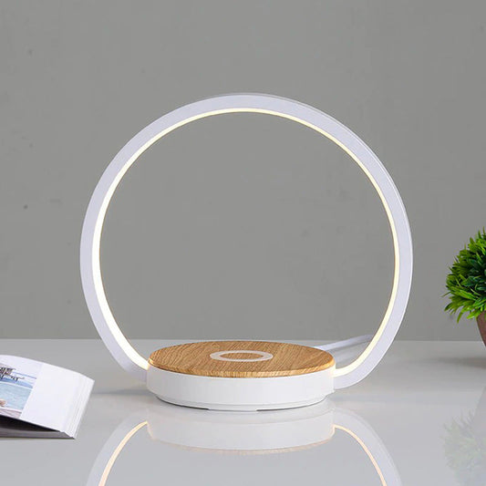 Lampe de chevet Tactile avec chargeur sans fil  LampesDeChevet Ronde Blanche 