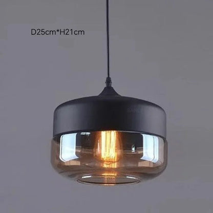 Suspension Noire avec Verre Ambré