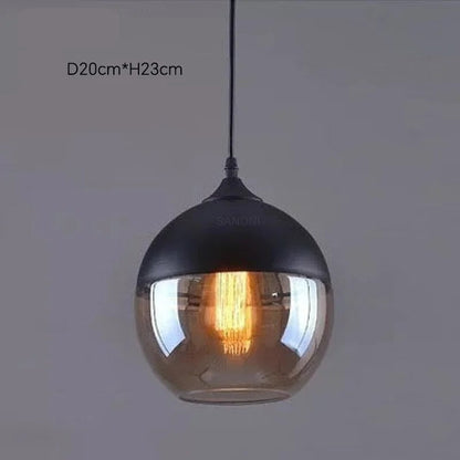 Suspension Noire avec Verre Ambré