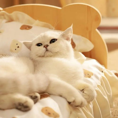 lit chat en bois ourson