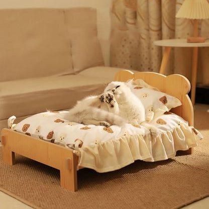 lit chat en bois ourson