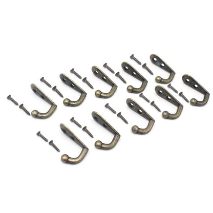 Lot de 10 Crochets Muraux Effet Bronze