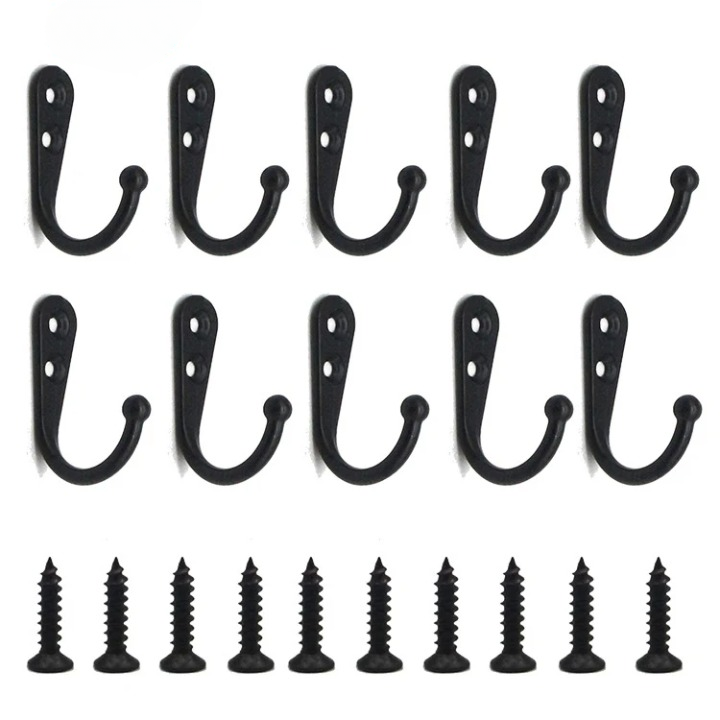 Lot de 10 Crochets Muraux Style Rétro avec Vis