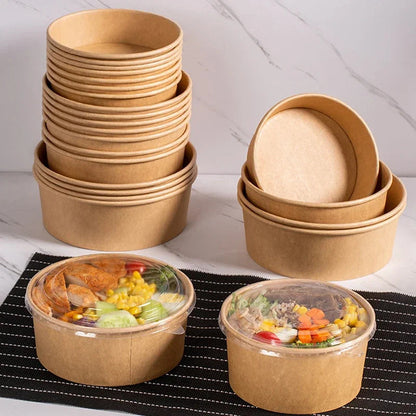 Lot de 20 Emballages Alimentaires Cylindriques avec Couvercle