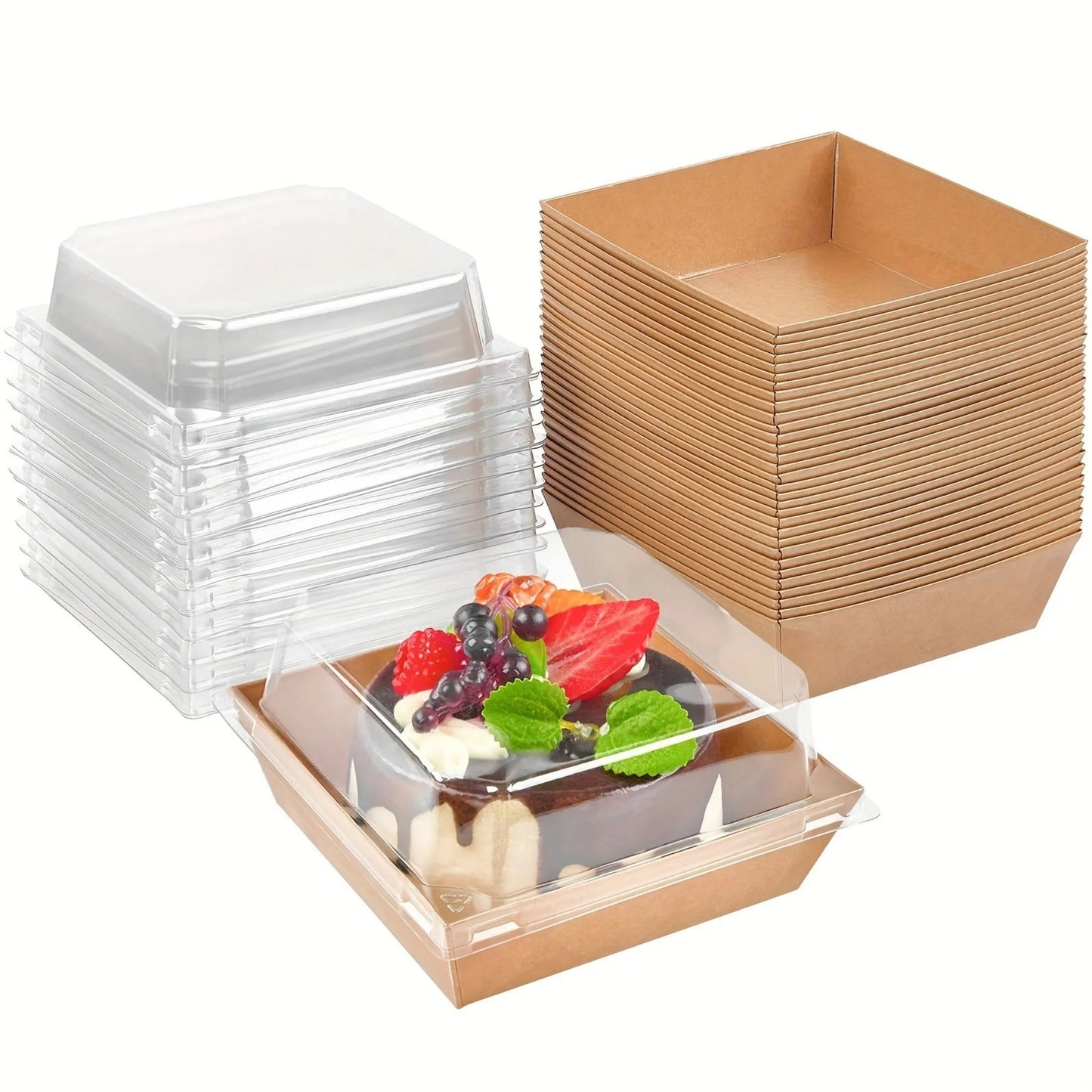 Lot de 25 Emballages Alimentaires avec Couvercles Transparents