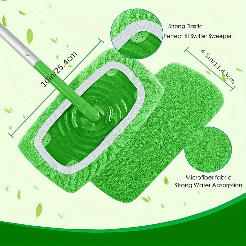 Lot 4 lingettes lavables pour balai plat - Absorption élevée, usage humide et sec, entretien facile