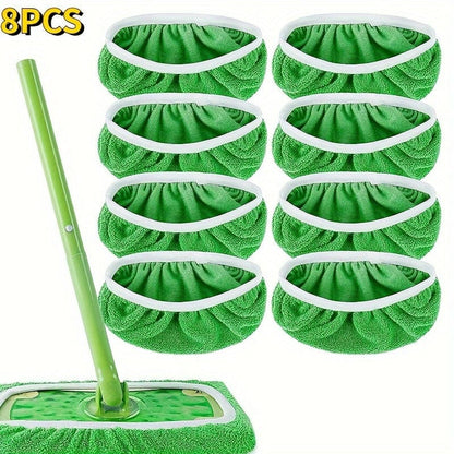 Lot 4 lingettes lavables pour balai plat - Absorption élevée, usage humide et sec, entretien facile Green / 8pcs