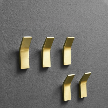 Lot de Cinq Portes Manteau Muraux Dorés en Aluminium