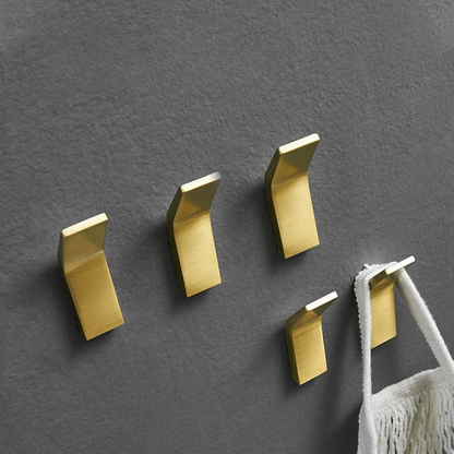 Lot de Cinq Portes Manteau Muraux Dorés en Aluminium