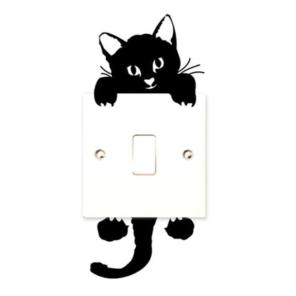 Lot de Cinq Stickers Muraux Chambre pour Interrupteur en Forme de Chat Noir