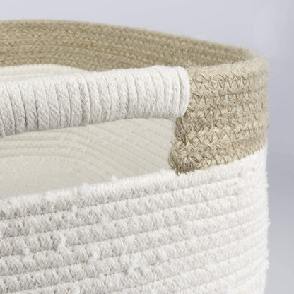Lot de 2 Corbeilles à Linge Tressées Blanches Faîtes Main