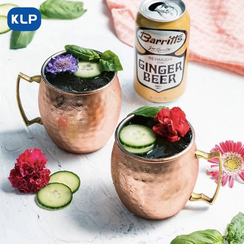 Lot de 2 Mugs Moscow Mule en Acier Inoxydable Plaqué Or Rose - Cadeau Bar (16.9 oz)