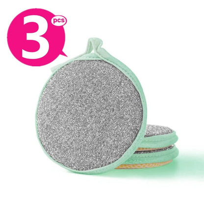 Lot de 3 Eponges de Nettoyage Double Face - Eco-Friendly 3PCS Green