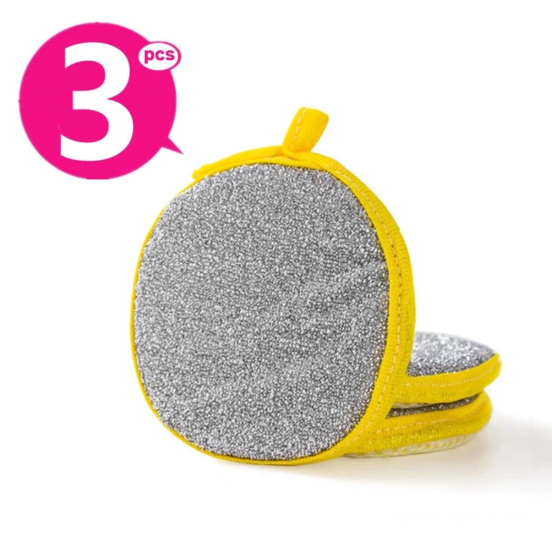 Lot de 3 Eponges de Nettoyage Double Face - Eco-Friendly 3PCS Yellow