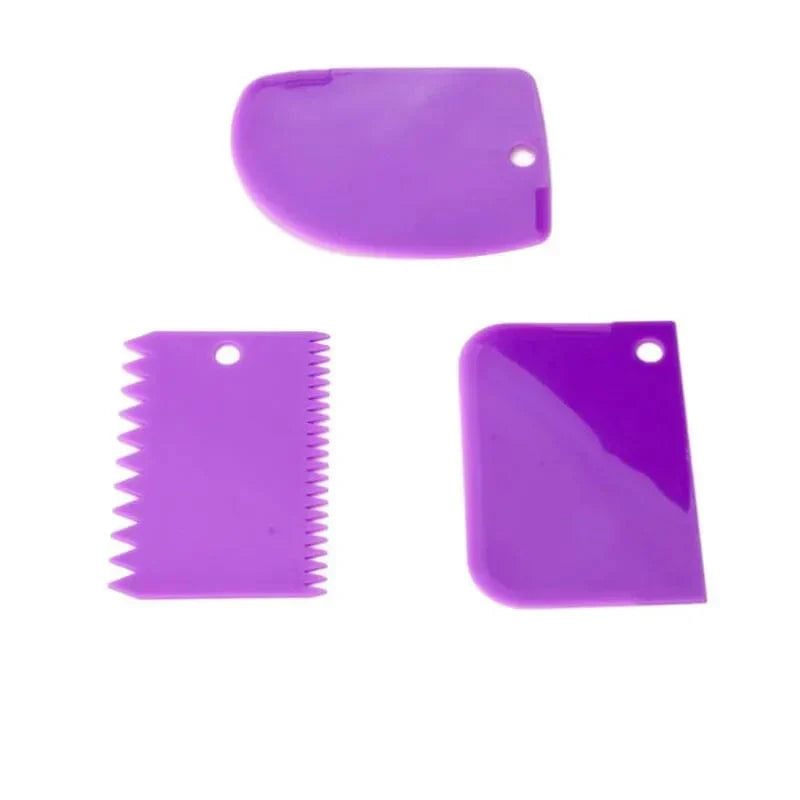 Lot de 3 grattoirs à crème pour gâteaux DIY - Outil de décoration de pâtisserie 3pcs4