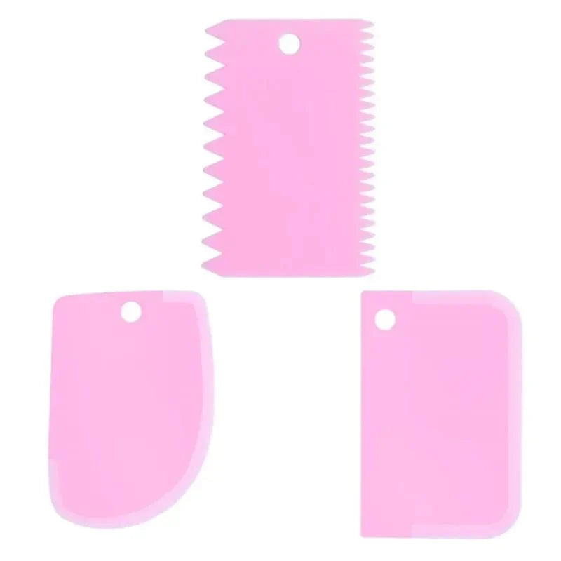 Lot de 3 grattoirs à crème pour gâteaux DIY - Outil de décoration de pâtisserie 3pcs6