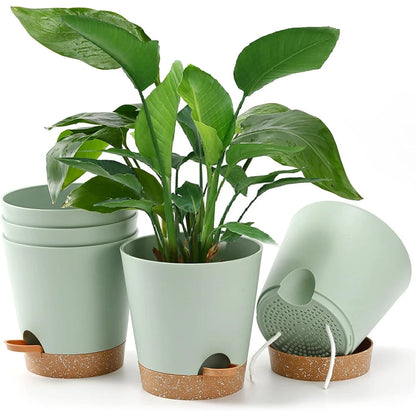 Lot de Trois Pots de Fleur Circulaire avec Réservoir Longue Durée