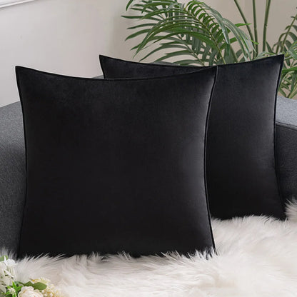 Lot de deux coussins velours noir confortables