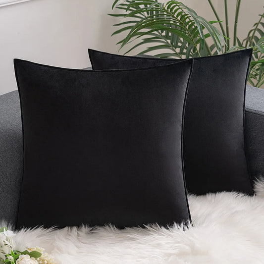 Lot de deux coussins velours noir confortables