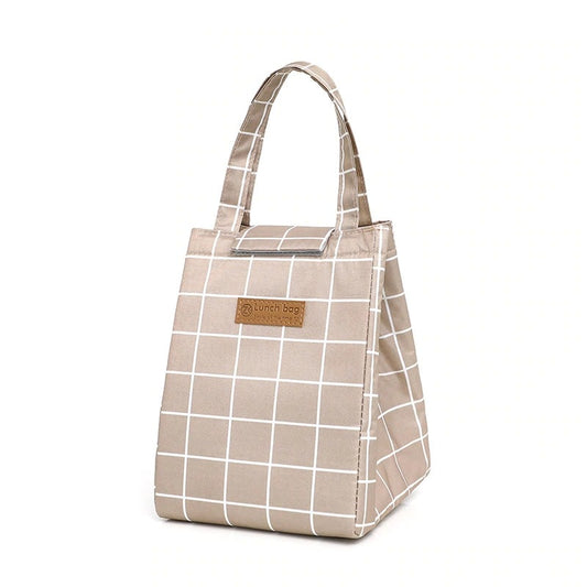 Lunch Bag Beige à Carreaux