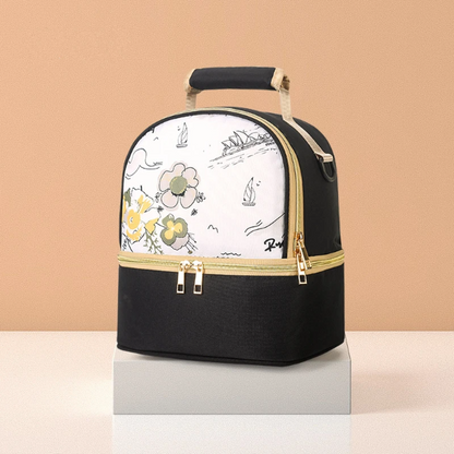 Lunch Bag Isotherme Design Noir Floral