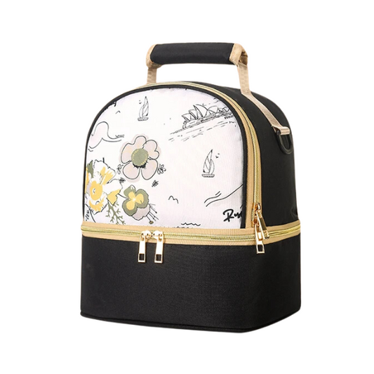 Lunch Bag Isotherme Design Noir Floral