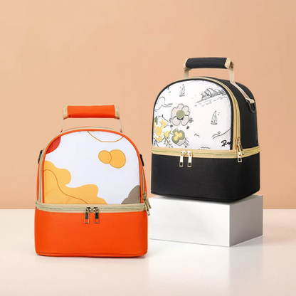Lunch Bag Isotherme Design Noir Floral