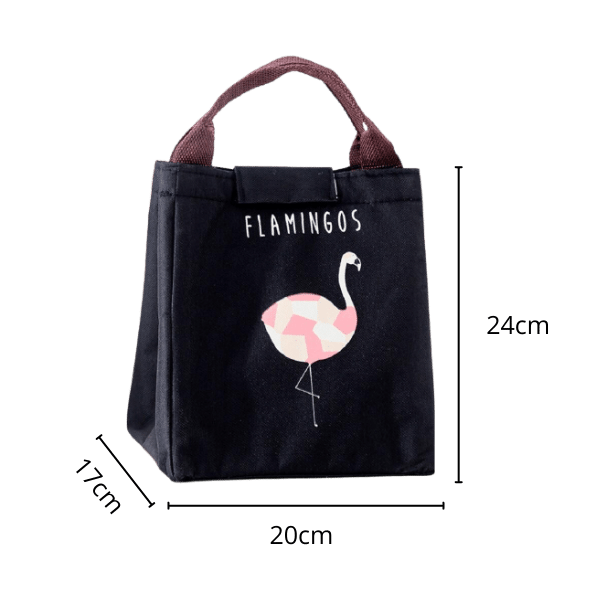 Lunch Bag Noir Flamingos