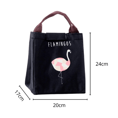 Lunch Bag Noir Flamingos