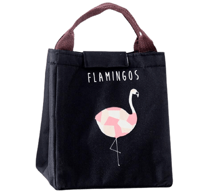 Lunch Bag Noir Flamingos