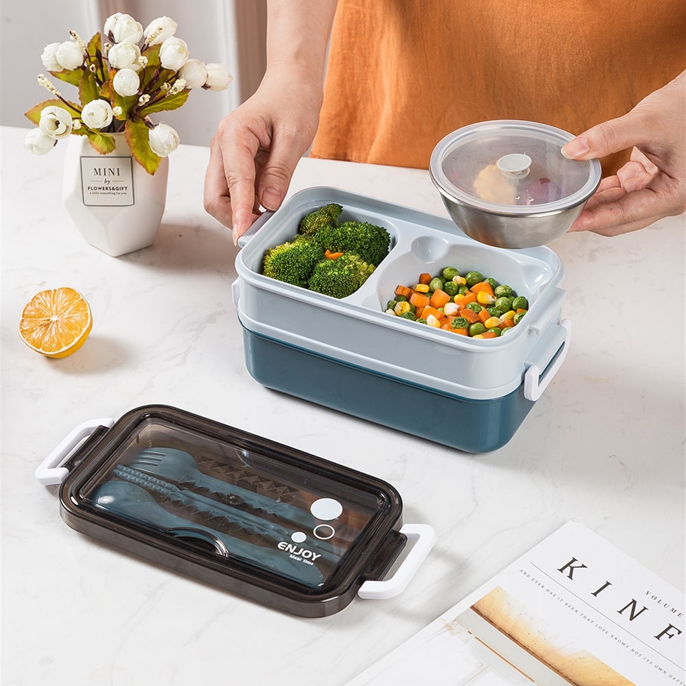 Lunch Box Bleue Compartiments