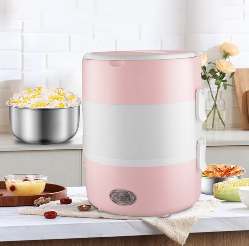 Lunch Box Chauffante Rose à 3 étages