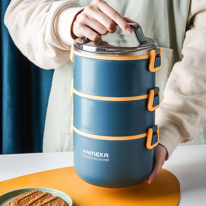 Lunch Box Compartimentée Inox Bleue