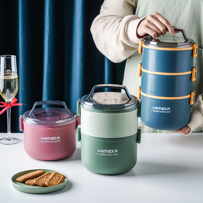 Lunch Box Compartimentée Inox Bleue