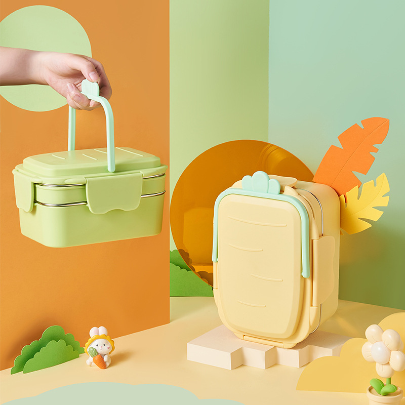 Lunch Box Inox Compartimentée Jaune