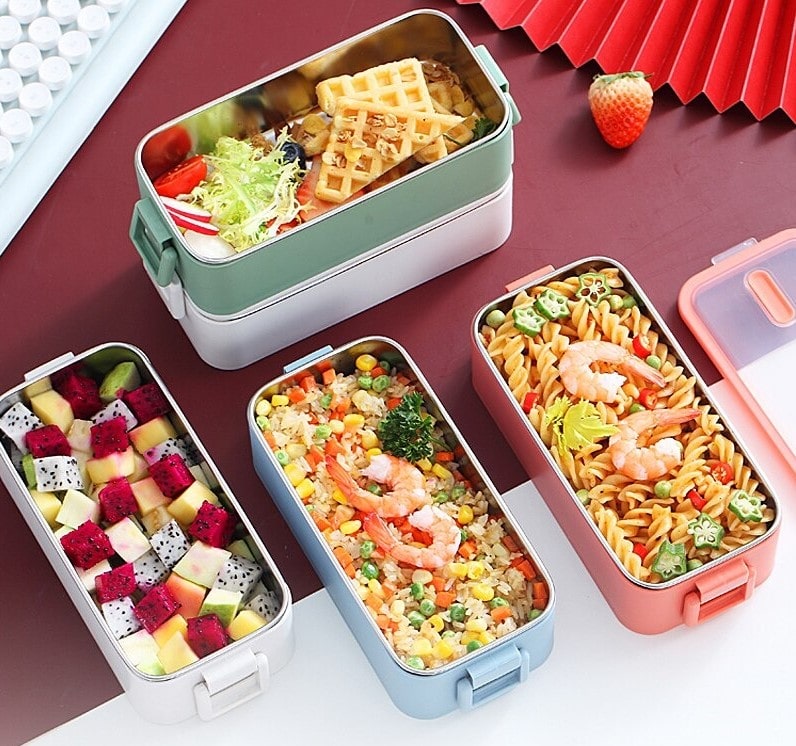Lunch Box Inox Bleue et Blanche