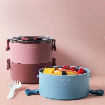 Boîte repas empilable 2 compartiments Bleue
