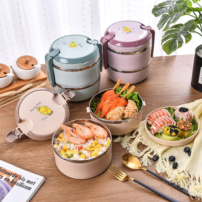 Lunch Box Ronde Rose 3 étages