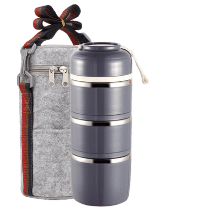 lunch box isotherme grise trois compartiments avec sac