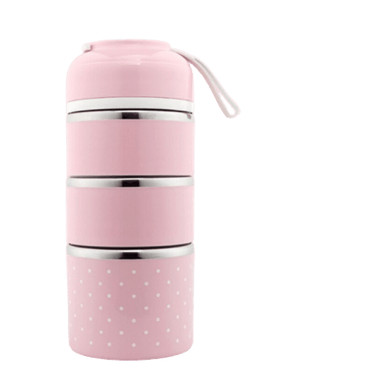 Lunch box isotherme rose trois compartiments