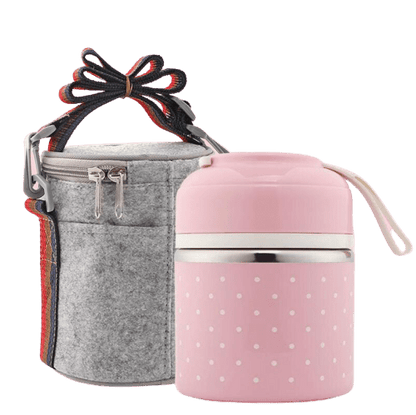 Lunch box isotherme rose un compartiment avec sac