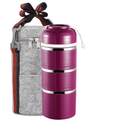 lunch box isotherme violette trois compartiments avec sac