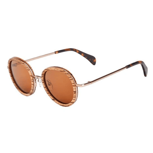 Lunette de Soleil Monture Bois - Retro Vintage Zebra Brun