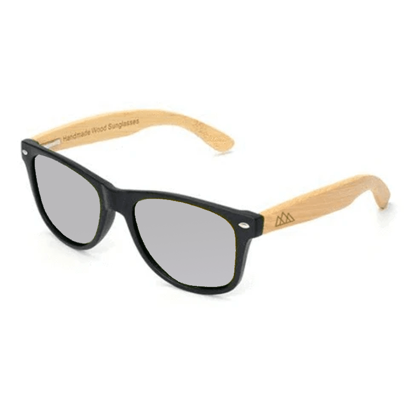 Lunette de Soleil Bois Homme - Wayfarer Noir Gris