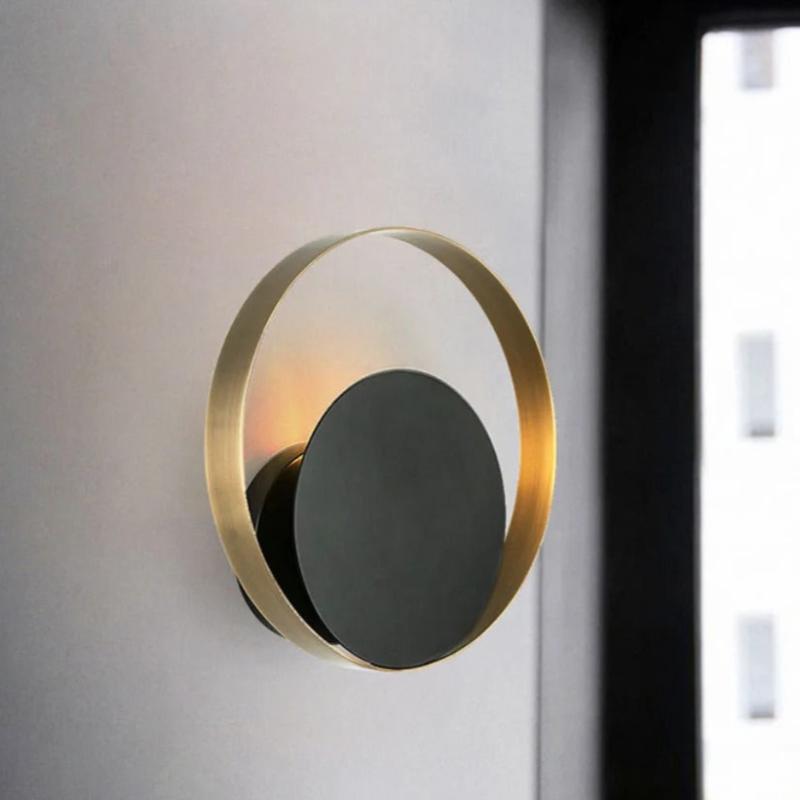 Applique murale cercle design noir/or