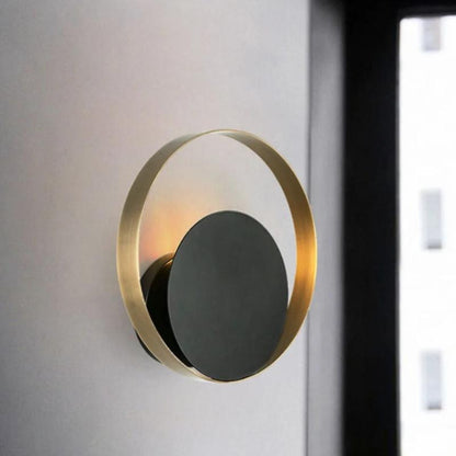Applique murale cercle design noir/or