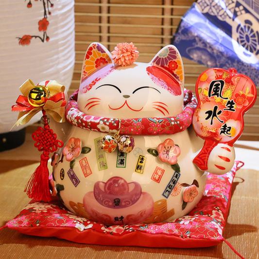 Maneki Neko Tirelire ’Riche Cat’ - Guitare / 11 x cm