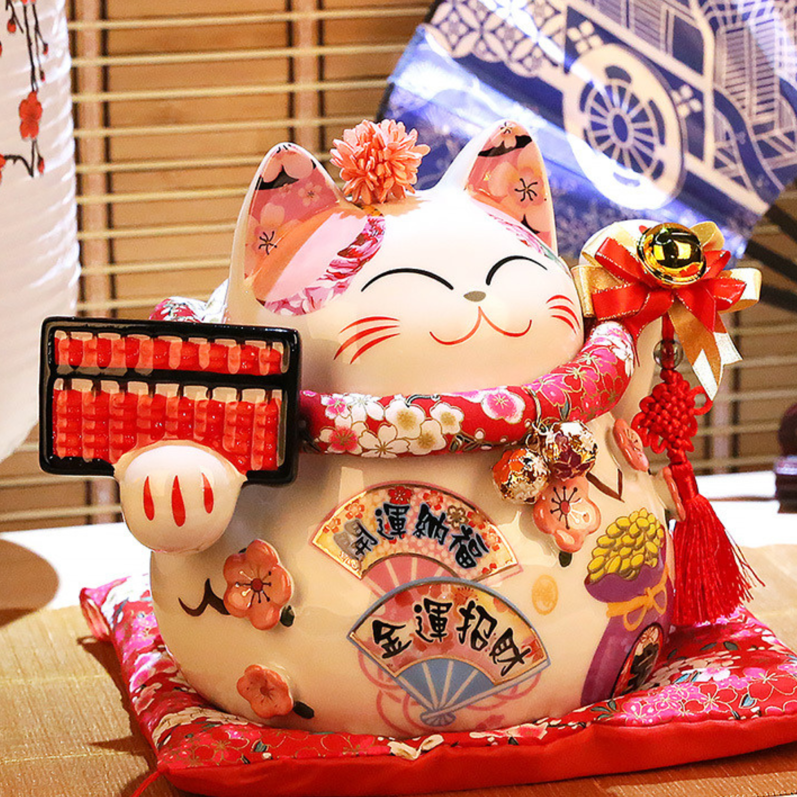 Maneki Neko Tirelire ’Riche Cat’ - Saumon / 11 x cm